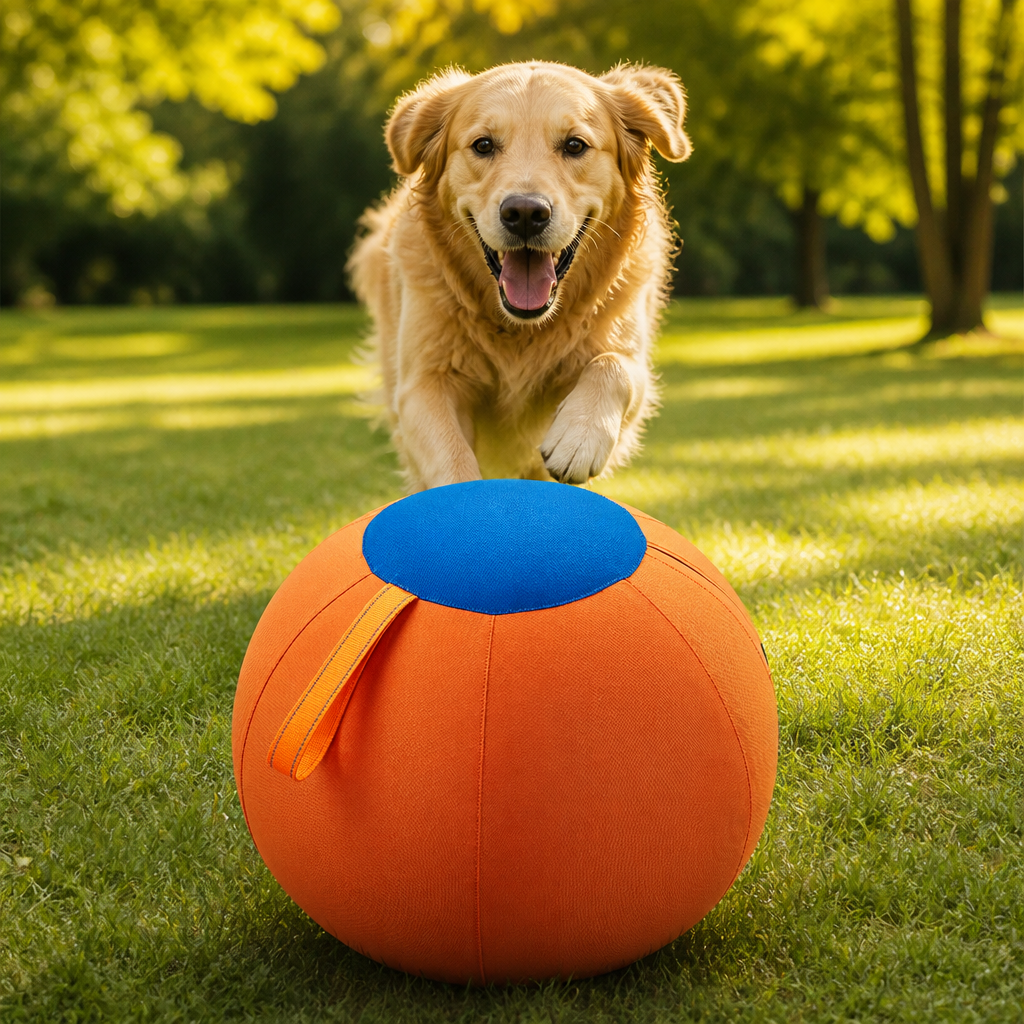 Durable training ball with cover for dogs