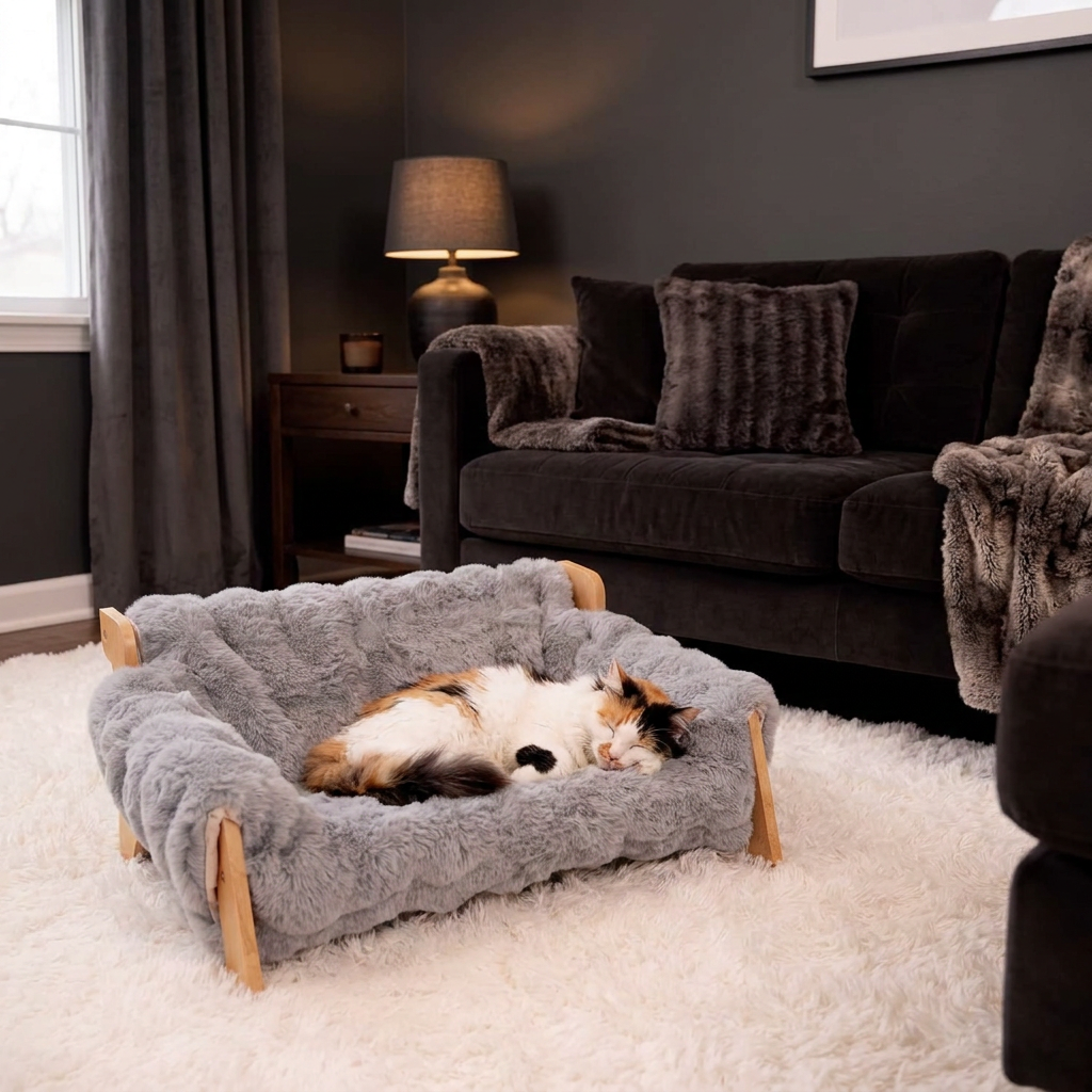 Luxury Elevated Solid Wood Pet Couch Bed