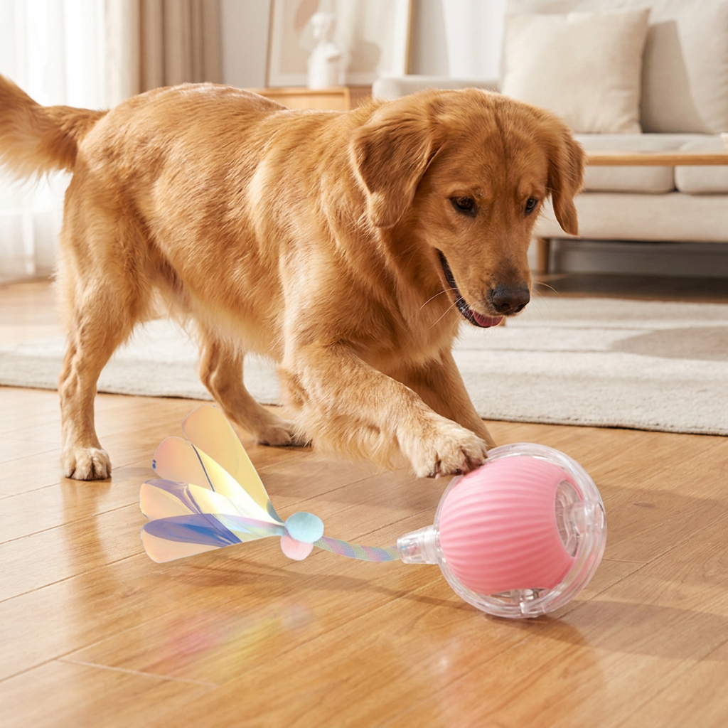 Upgraded Smart Rolling Dog Ball – Durable Interactive Toy with Mesh Tail