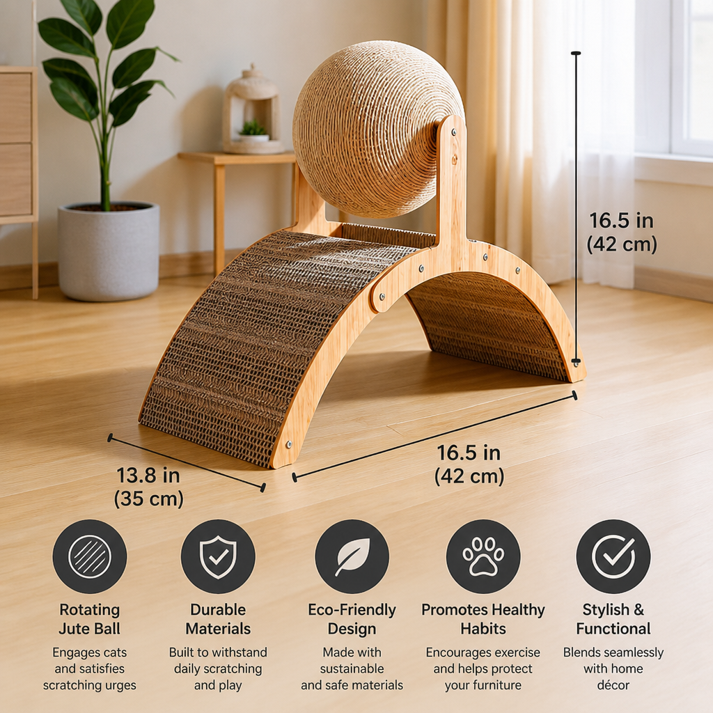 Interactive Ferris Wheel Cat Scratcher with Spinning Jute Ball