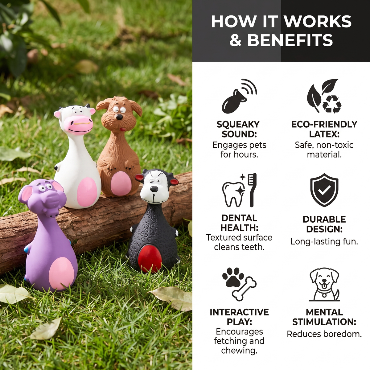 Durable Eco-Friendly Latex Squeaky Dental Dog Toy