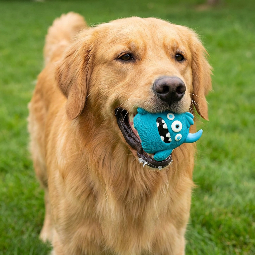 Durable Eco-Friendly Monster Teeth Cleaning Latex Squeaky Dog Toy