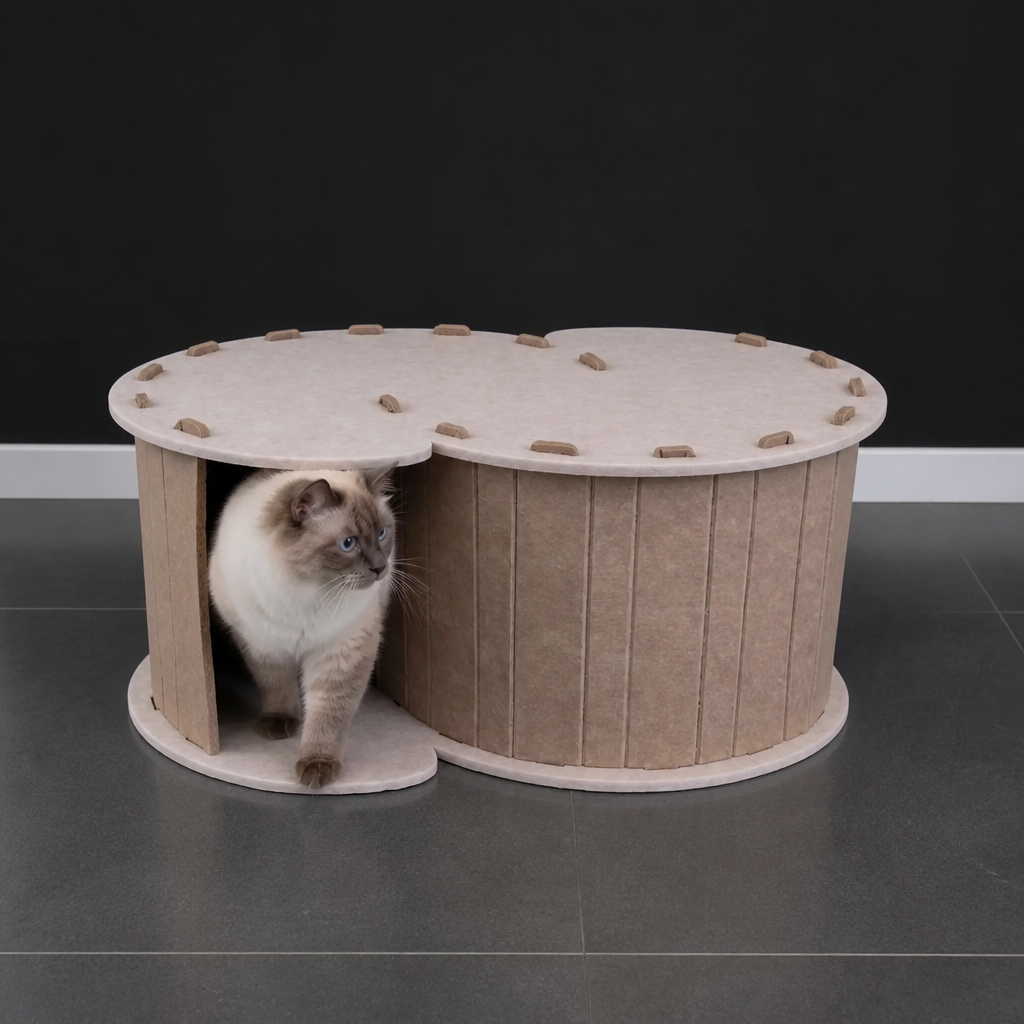 2-in-1 Interactive Play Cat Bed & Scratcher Hideaway