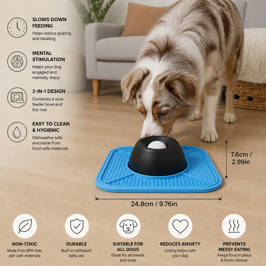 2-in-1-Slow-Feeder-Hundenapf mit Leckmatte