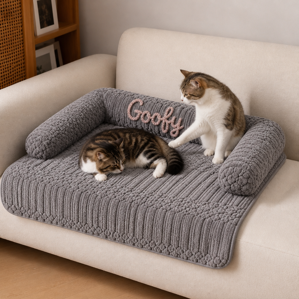 Personalized Fluffy Cat Sofa Bed & Protective Couch Cover