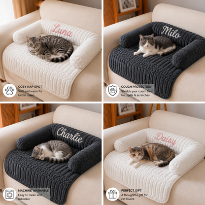 Personalized Fluffy Cat Sofa Bed & Protective Couch Cover