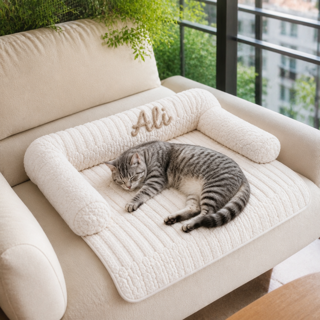 Personalized Fluffy Cat Sofa Bed & Protective Couch Cover