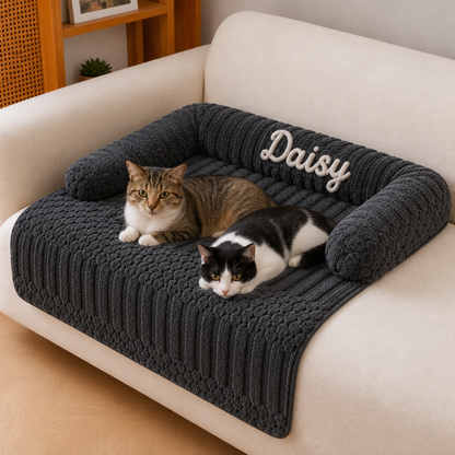 Personalized Fluffy Cat Sofa Bed & Protective Couch Cover