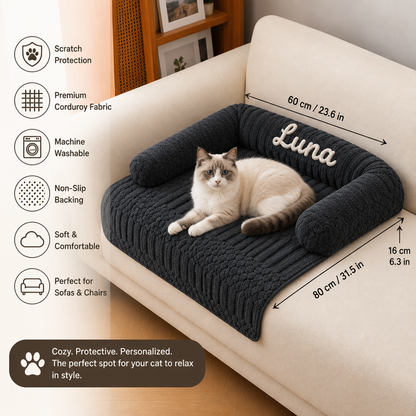 Personalized Fluffy Cat Sofa Bed & Protective Couch Cover