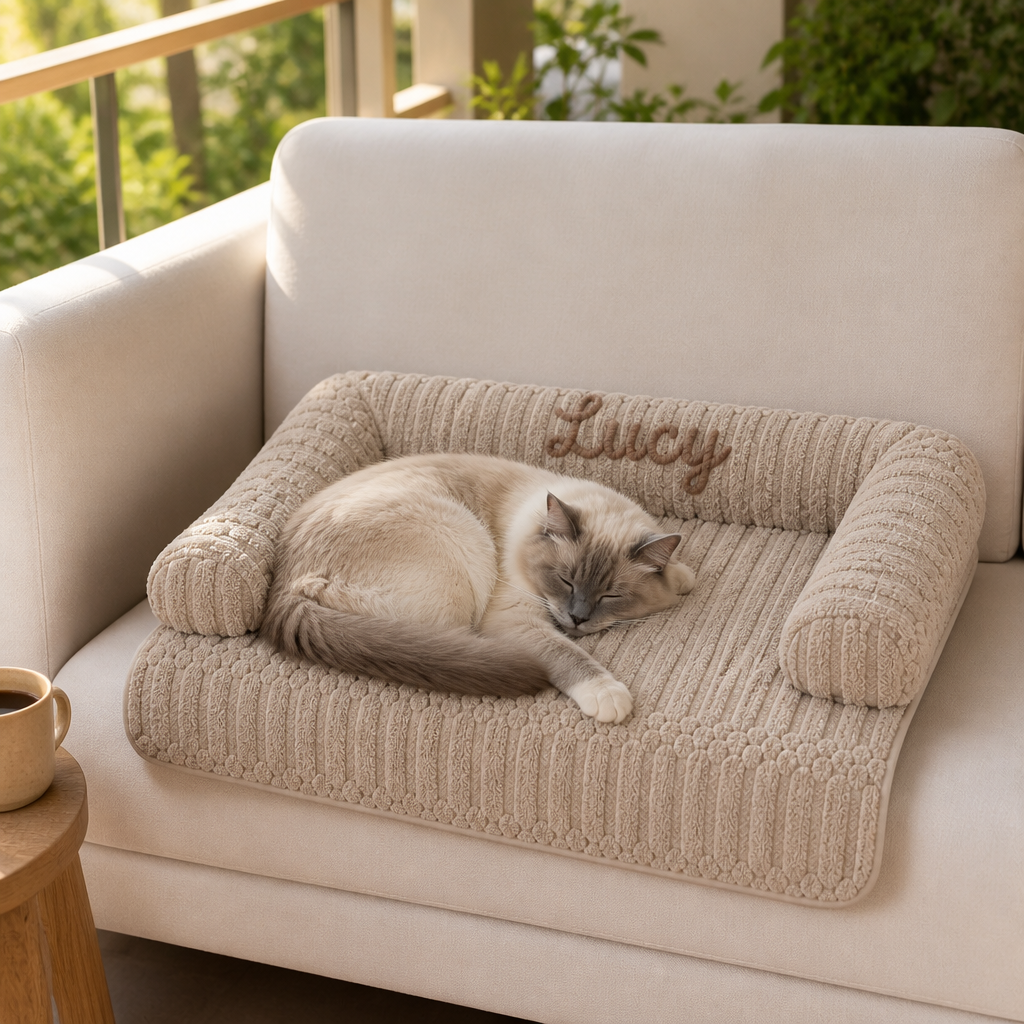 Personalized Fluffy Cat Sofa Bed & Protective Couch Cover