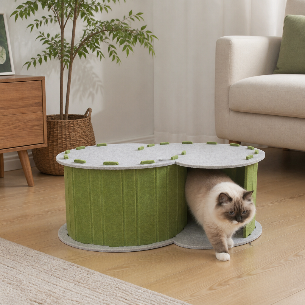 2-in-1 Interactive Play Cat Bed & Scratcher Hideaway