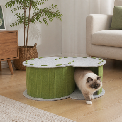 2-in-1 Interactive Play Cat Bed & Scratcher Hideaway