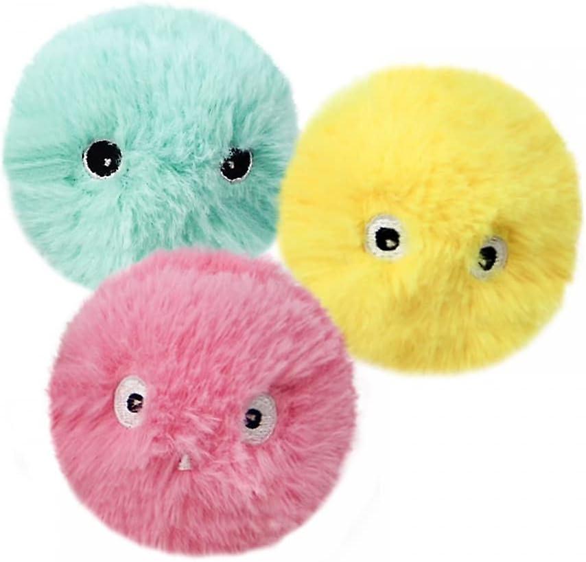 Interactive Cat Plush Play Balls  With Animal Sounds (Pack of 3)