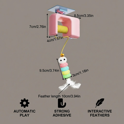 Interactive door yo-yo cat toy with self-play function