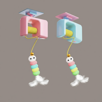 Interactive door yo-yo cat toy with self-play function