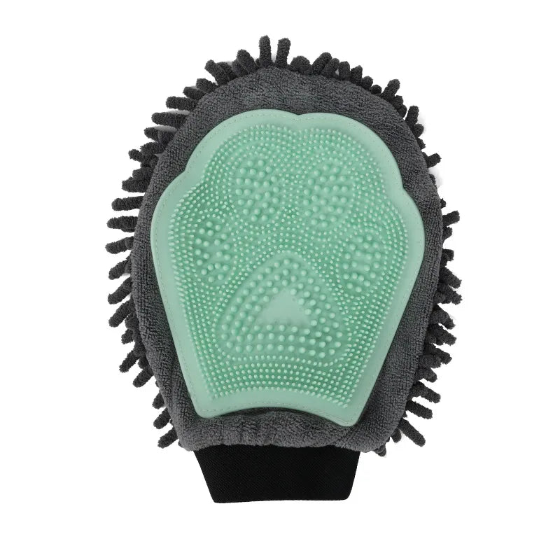 2 - In-1 Grooming Glove With Microfibre And Silicone - Gentle Massage And Efficient Hair Removal For Dogs And Cats