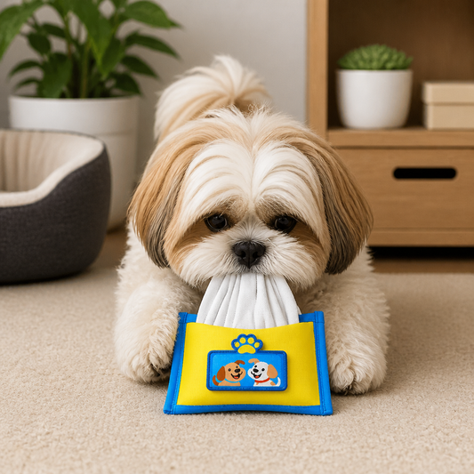 Durable Wet Wipe Snuffle Toy for Dogs – Squeaky Nosework Puzzle with Hidden Treat Pocket