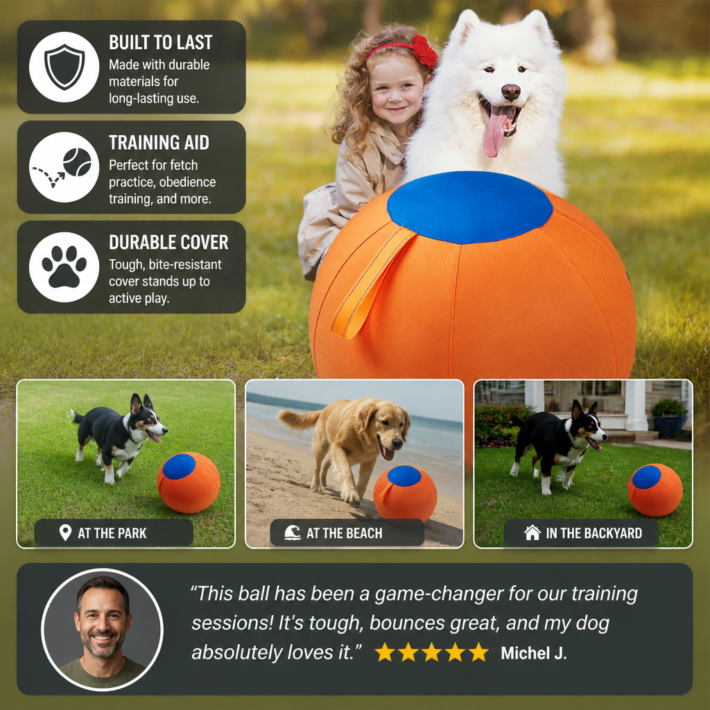 Durable training ball with cover for dogs