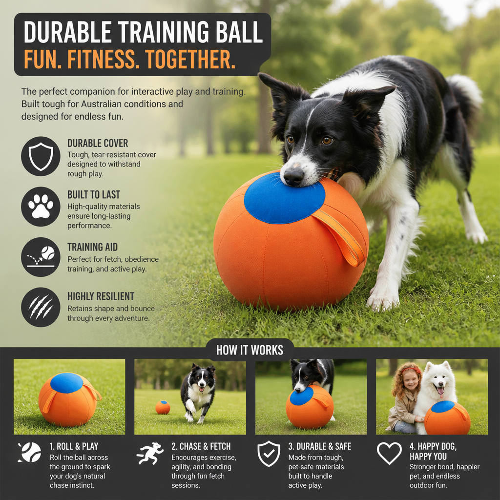 Durable training ball with cover for dogs