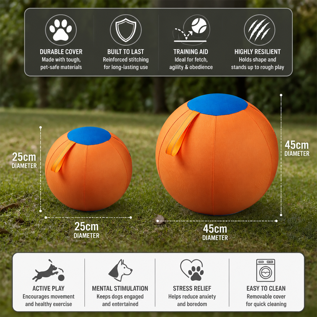 Durable training ball with cover for dogs