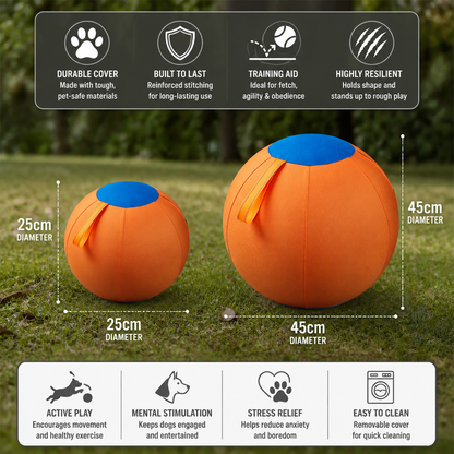 Durable training ball with cover for dogs