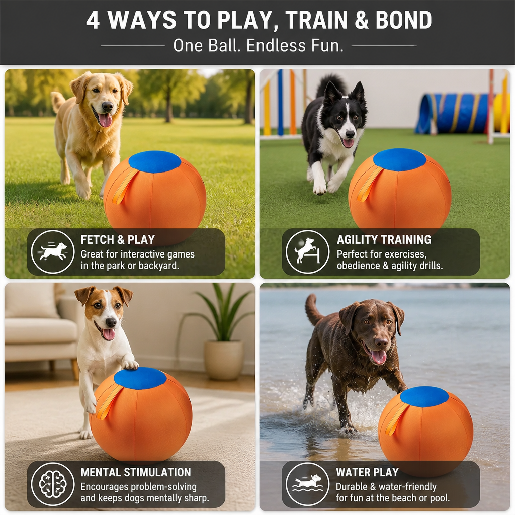 Durable training ball with cover for dogs