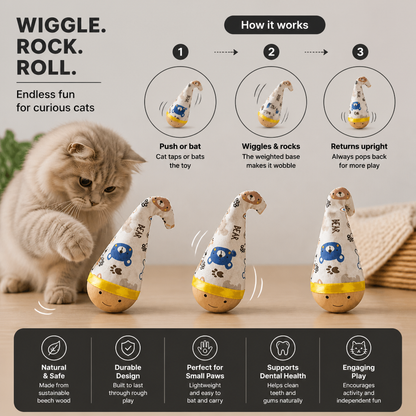 Natural Beech beech wood roly poly toy