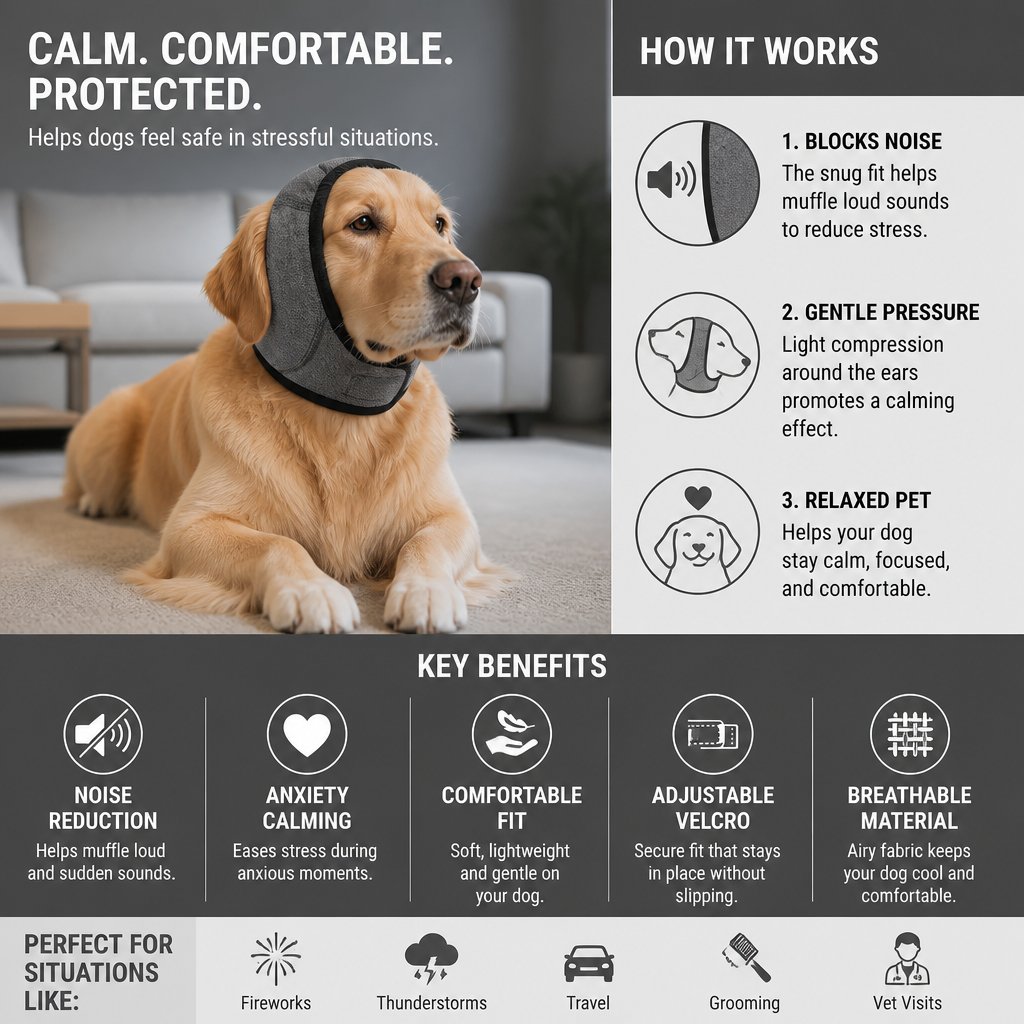 Protection Dog Ear Muffs Noise-Reducing & Anxiety-Calming Ear Cover
