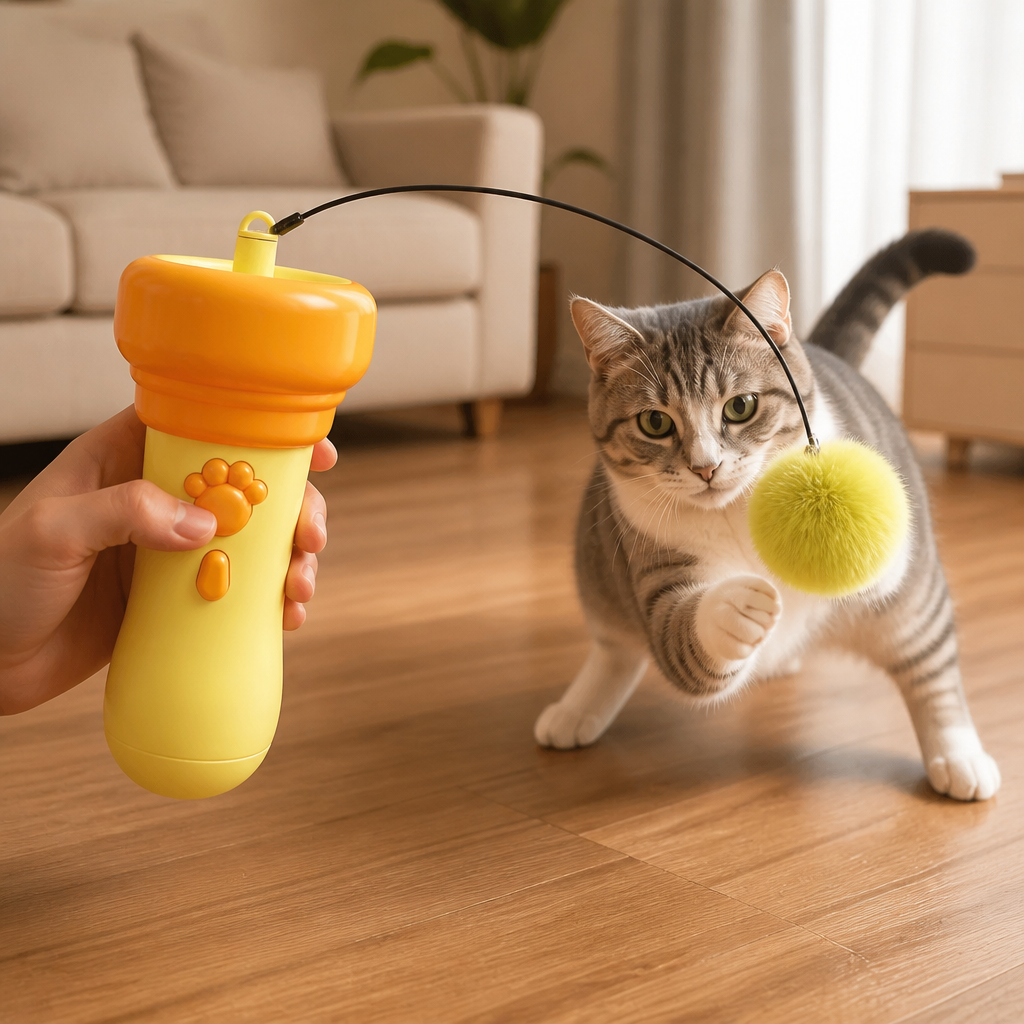 Interactive Pom-Pom Launcher Tod for Cats