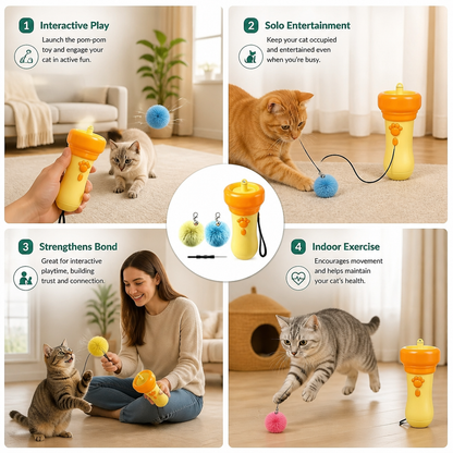 Interactive Pom-Pom Launcher Tod for Cats