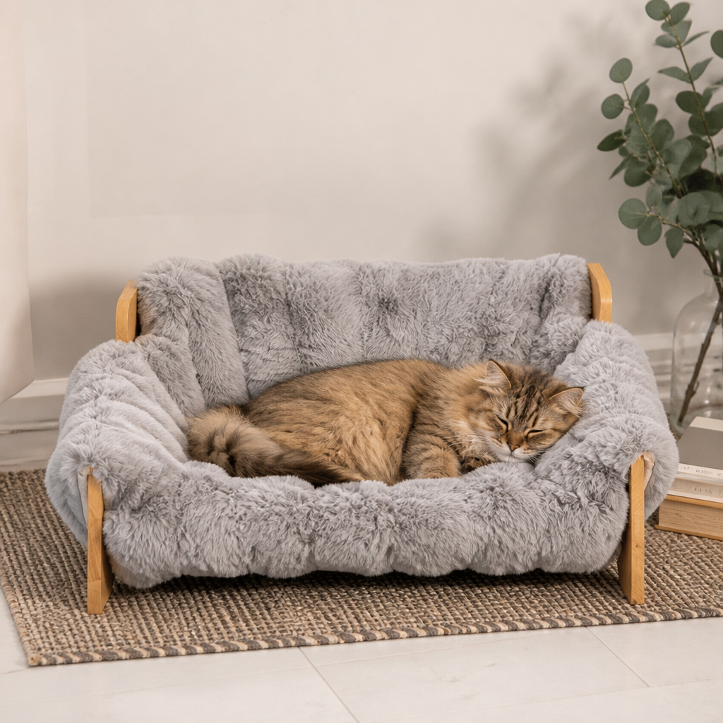 Luxury Elevated Solid Wood Pet Couch Bed