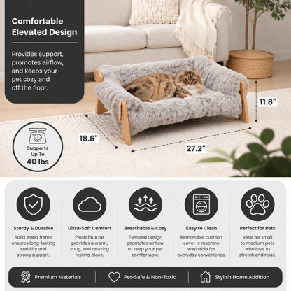 Luxury Elevated Solid Wood Pet Couch Bed
