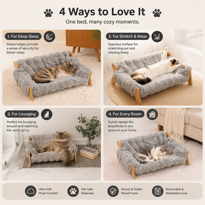 Luxury Elevated Solid Wood Pet Couch Bed