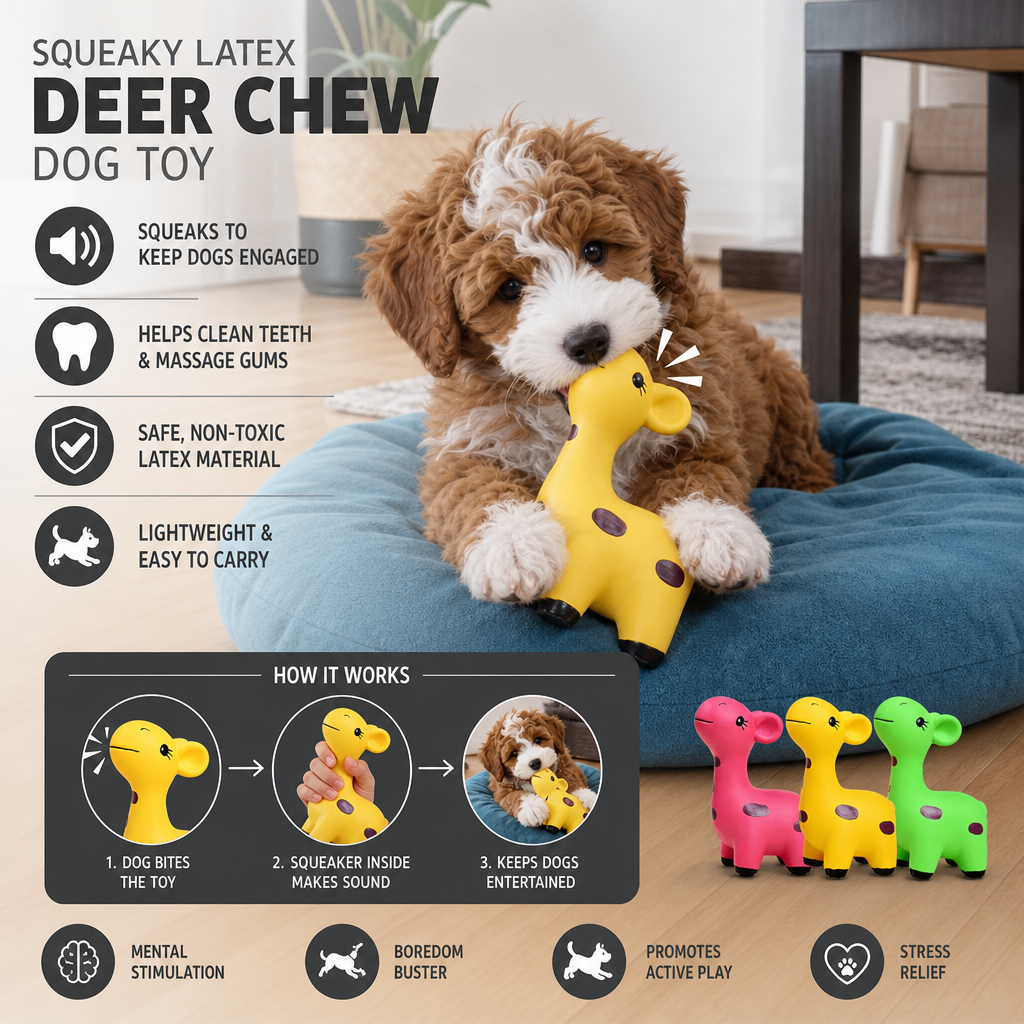 Squeaky Latex Deer Chew Dog Toy