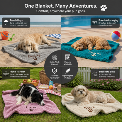 Personalized Fluffy Dog Blanket with Custom Embroidery
