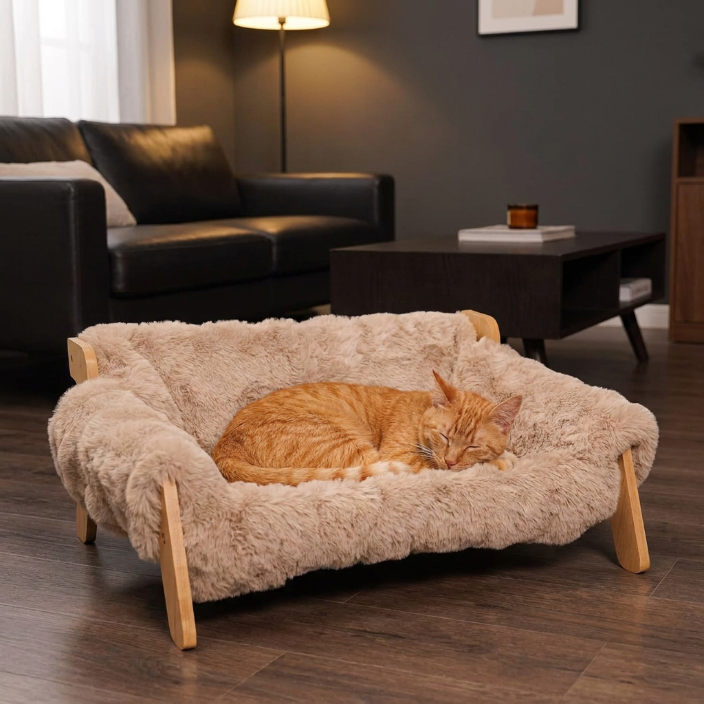 Luxury Elevated Solid Wood Pet Couch Bed