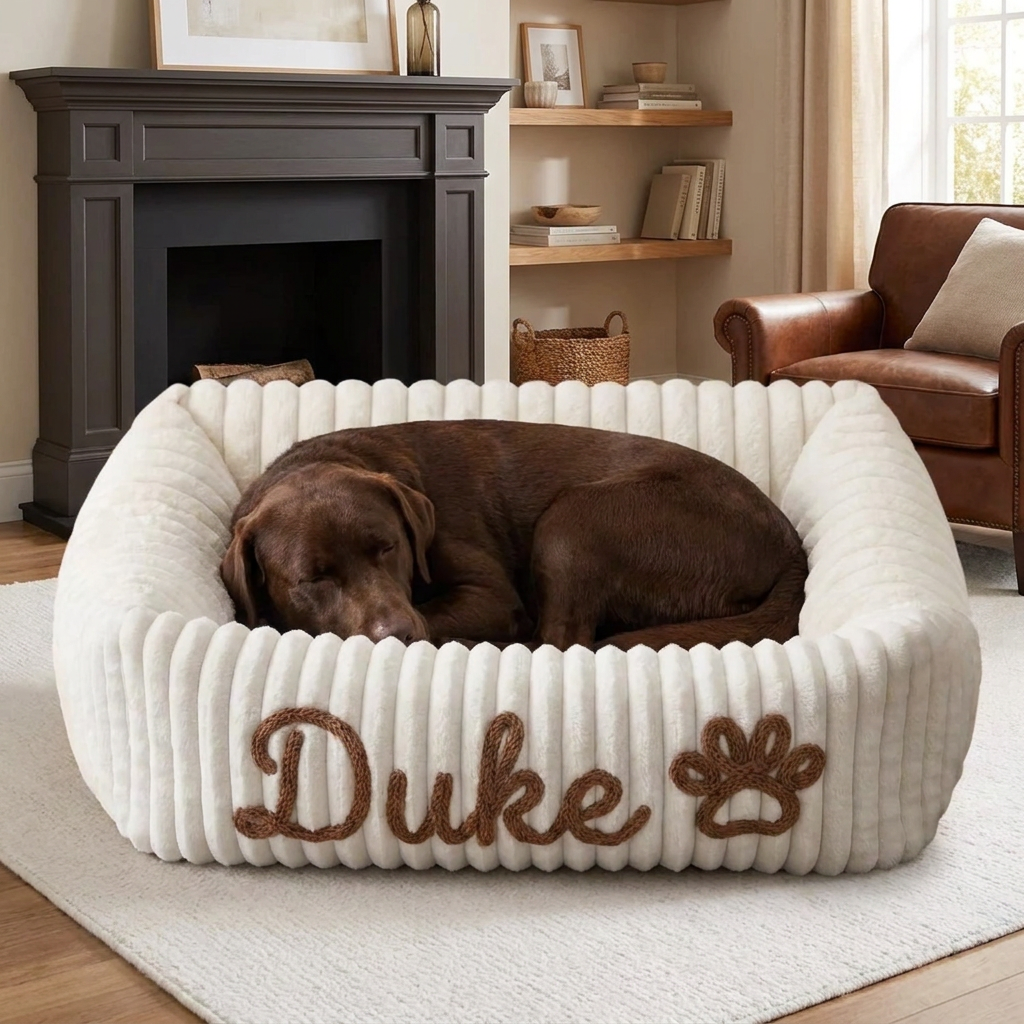 Personalized Fluffy Cloud Dog Bed with Soft Bolsters