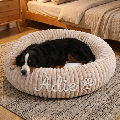 Personalized Round Fluffy Dog Bed