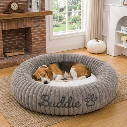 Personalized Round Fluffy Dog Bed