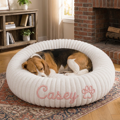 Personalized Round Fluffy Dog Bed