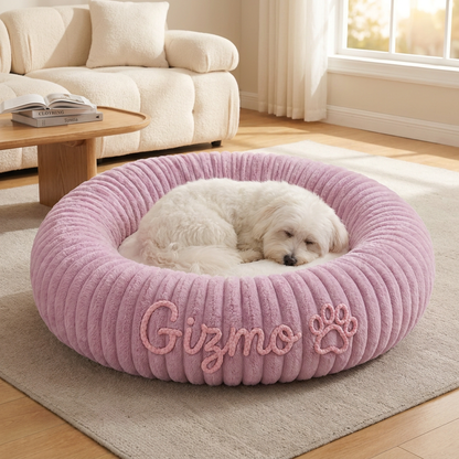 Personalized Round Fluffy Dog Bed