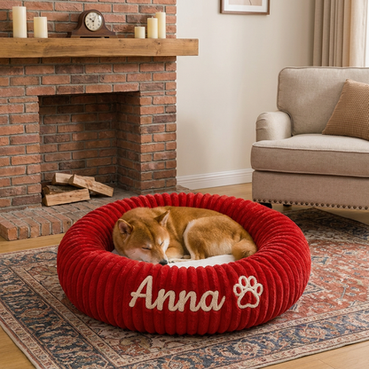 Personalized Round Fluffy Dog Bed
