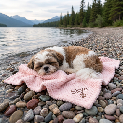 Personalized Fluffy Dog Blanket with Custom Embroidery