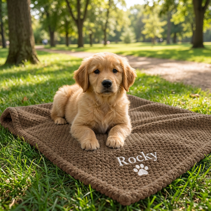 Personalized Fluffy Dog Blanket with Custom Embroidery