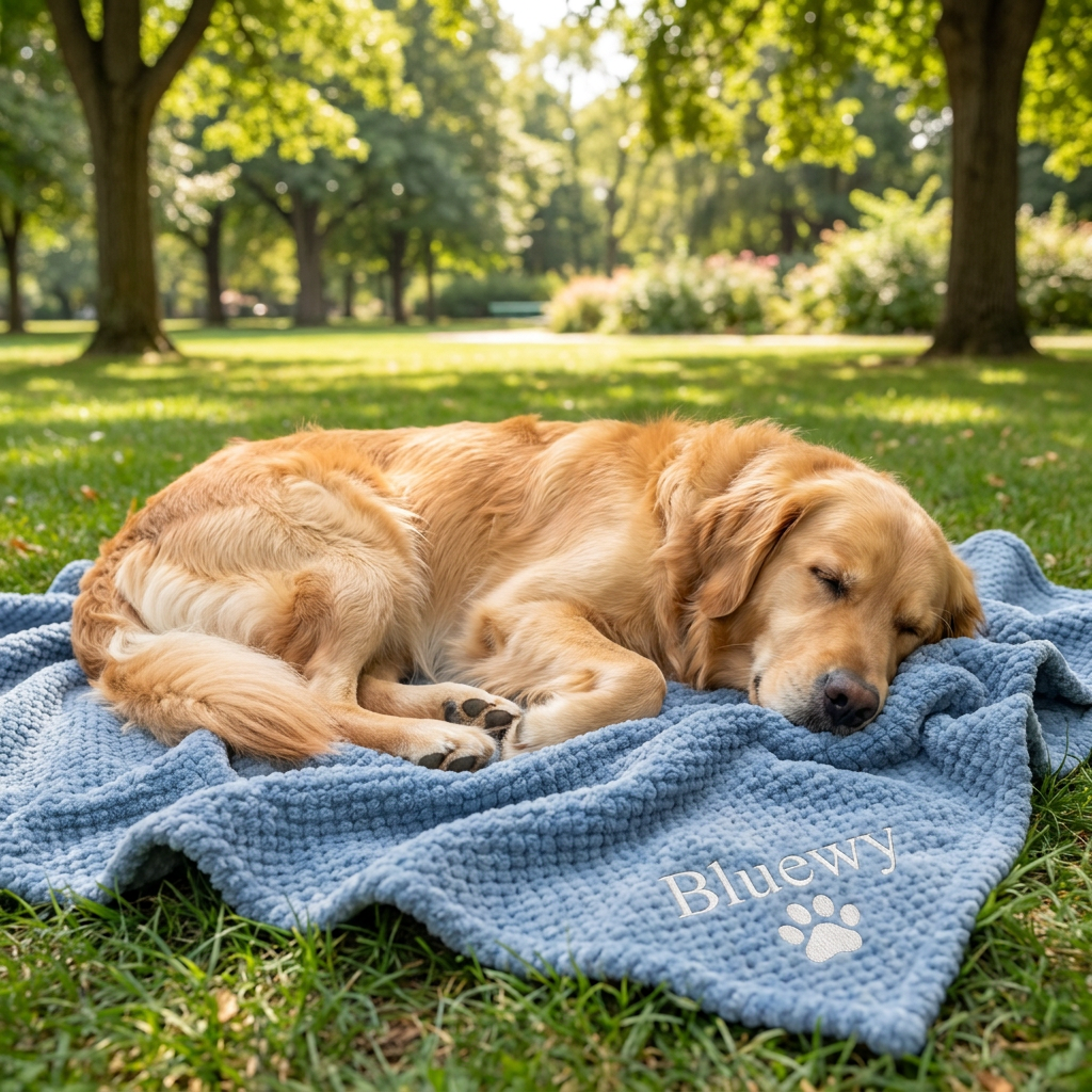 Personalized Fluffy Dog Blanket with Custom Embroidery