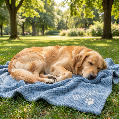 Personalized Fluffy Dog Blanket with Custom Embroidery