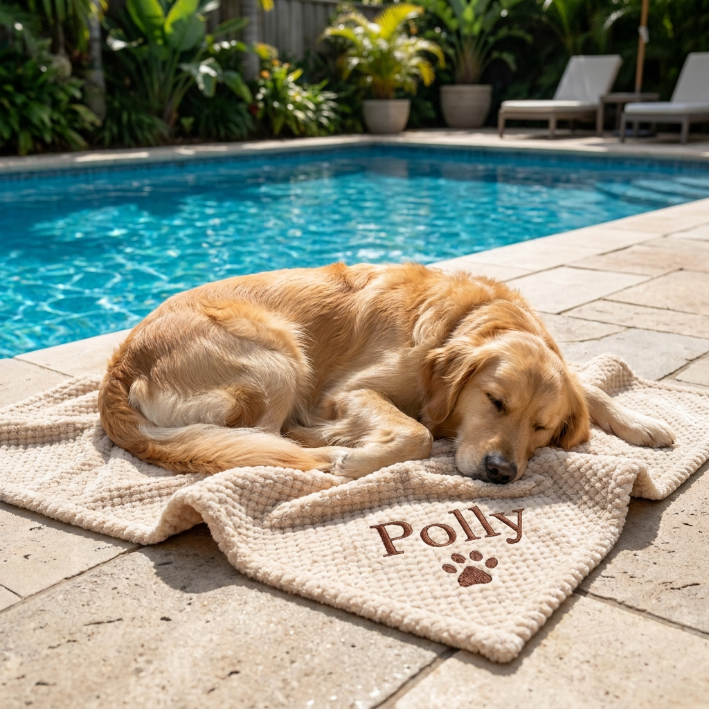 Personalized Fluffy Dog Blanket with Custom Embroidery
