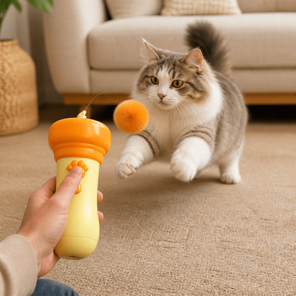 Interactive Pom-Pom Launcher Tod for Cats