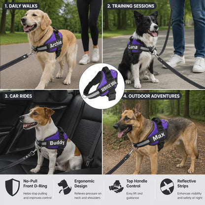 Personalized No-Pull Dog Harness with Front D-Ring – Designed for Neck & Shoulder Relief