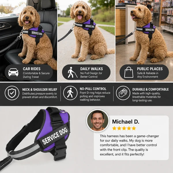 Personalized No-Pull Dog Harness with Front D-Ring – Designed for Neck & Shoulder Relief